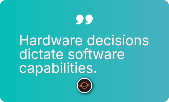 Hardware decisions dictate software capabilities.